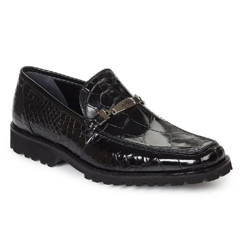 Soft loafers for warm trips-Mauri 4692 Men's Core Collection Alligator Black Loafers (MA3014)