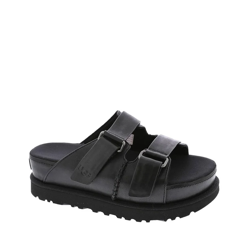 Affordable sandals for sunny coastal trips-Women's Shoes UGG GOLDENSTAR HI SLIDE Leather Sandals 1152651 BLACK