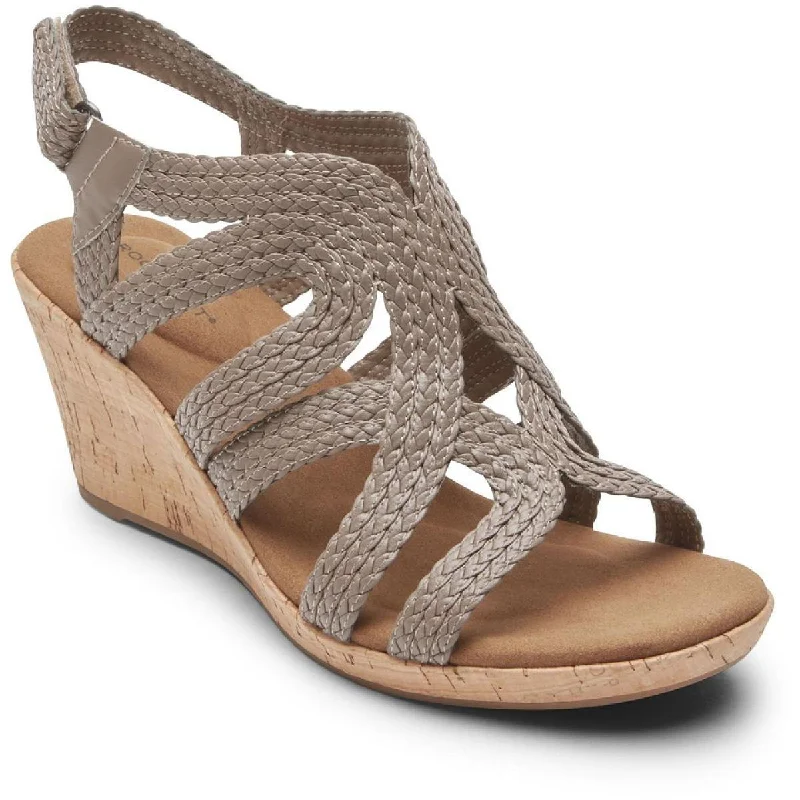 Stylish sandals for beach bonfires-Rockport Womens Briah Perforated Cork Wedge Sandals