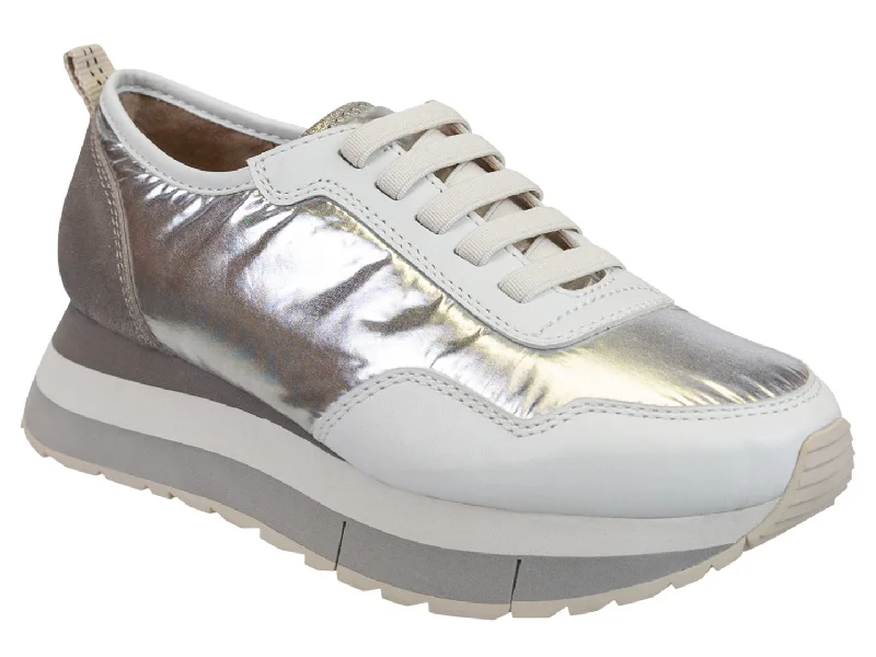 Soft athletic shoes for gentle runs-Naked Feet: KINETIC in SILVER Platform Sneakers