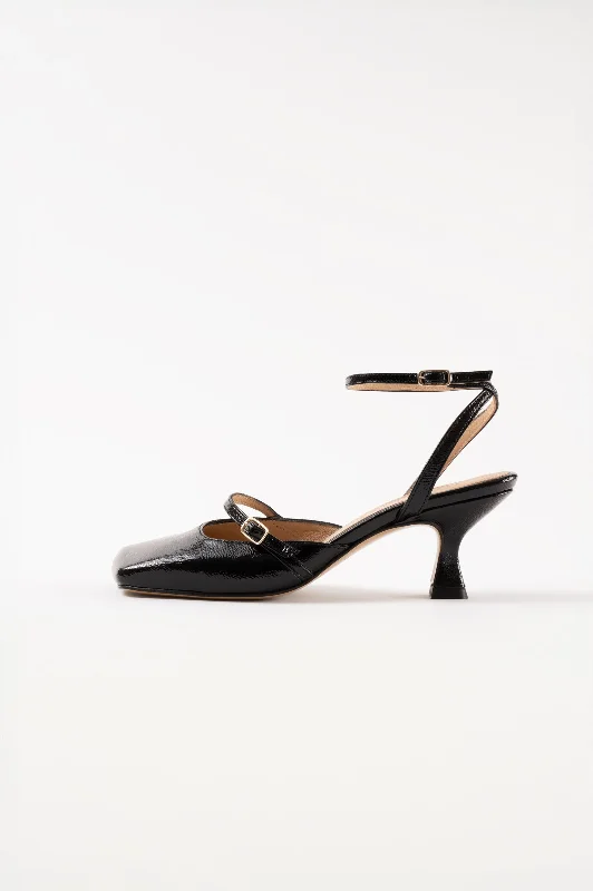 High heels with waterproof edge -TERESA -  Black Patent Leather Pumps