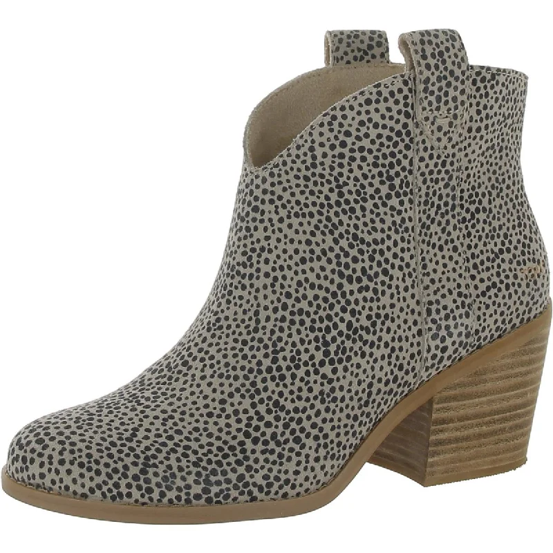 Boots with resilient sole designs -Toms Womens Constance Suede Cheetah Print Cowboy, Western Boots