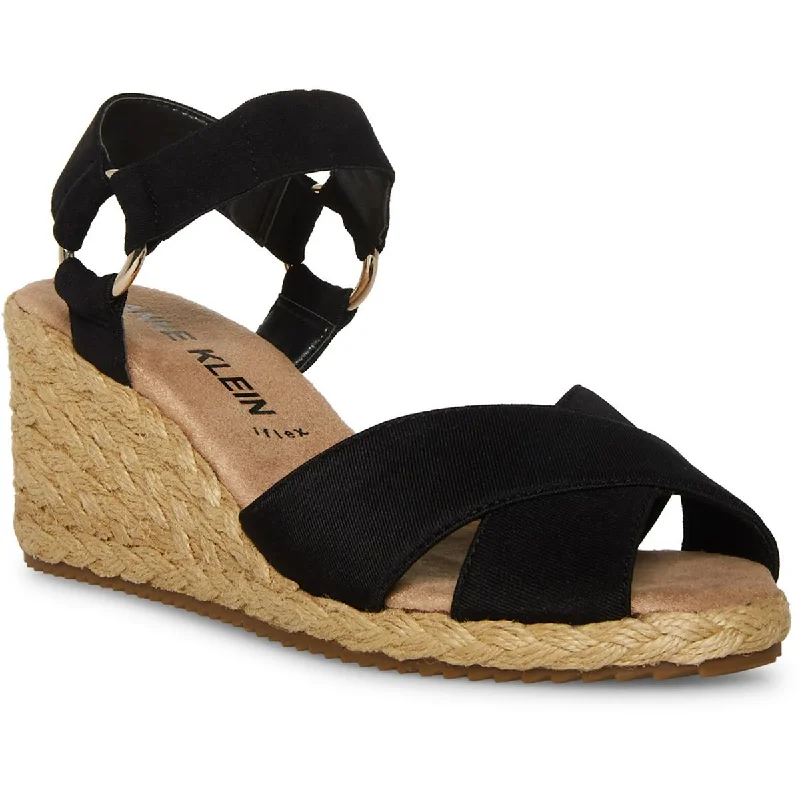 Soft sandals for gentle coastal hikes-Anne Klein Womens KELLIS Ankle Strap Open Toe Wedge Sandals