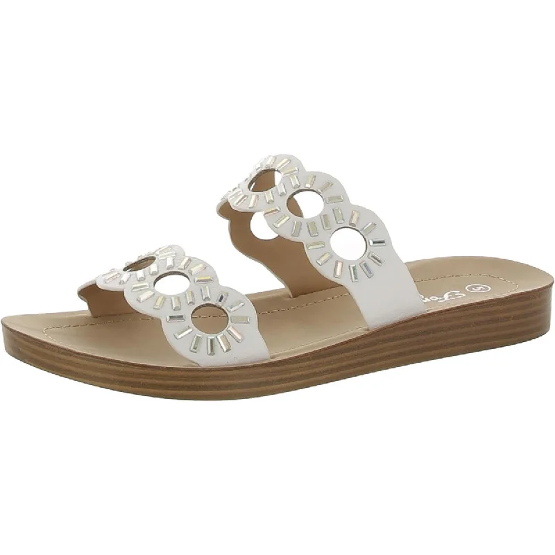 Best sandals for summer seaside nights-Forever Comfort Womens Yara Faux Leather Slide Sandals