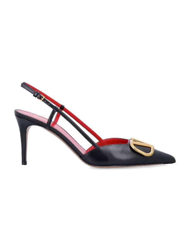 High heels for urban nights -VALENTINO GARAVANI Signature Slingback Pumps with Vintage Brass Detail - 8 CM Heel