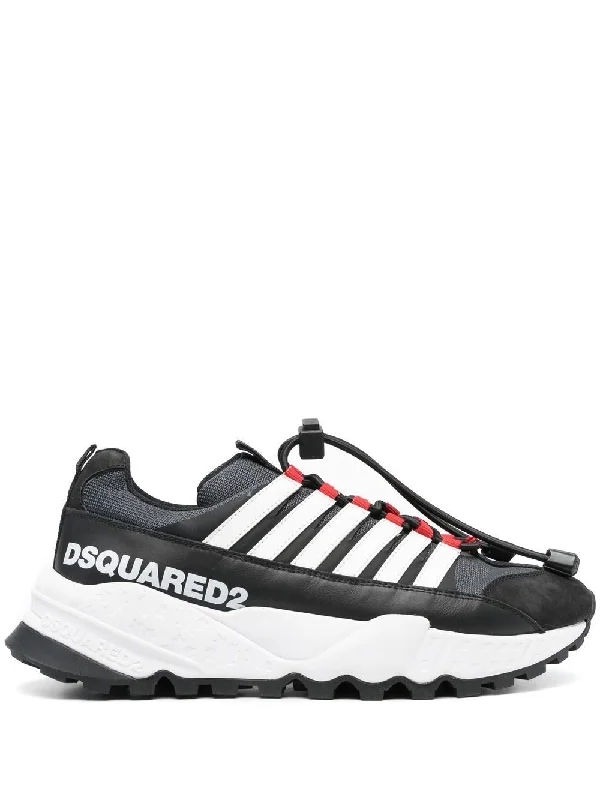 Durable athletic shoes for tough workouts-DSQUARED2 Men's Low Top Sneakers for SS23 in Lavagna, Nero, and Bianco