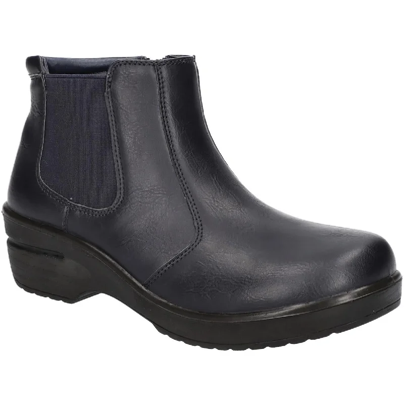 Boots for women with wide calves -Easy Street Womens Rosario Faux Leather Round Toe Chelsea Boots