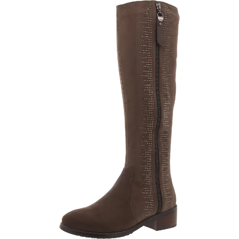 Boots with drizzly snow strolls -Azura by Spring Step Womens Blackenbury Faux Suede Rhinestone Knee-High Boots