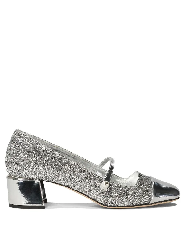 High heels with geometric print -JIMMY CHOO Elegant Glittered Pumps - 45mm Wide Heel