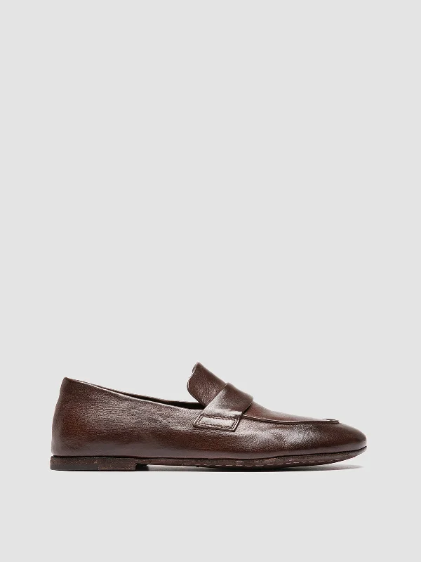 Durable loafers for daily steps-BLAIR DD 001 - Brown Leather Penny Loafers