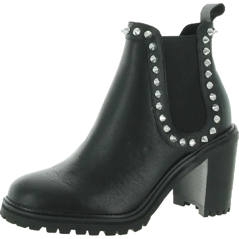 Boots with geometric embossed designs -Steve Madden Womens Genoa Leather Studded Chelsea Boots