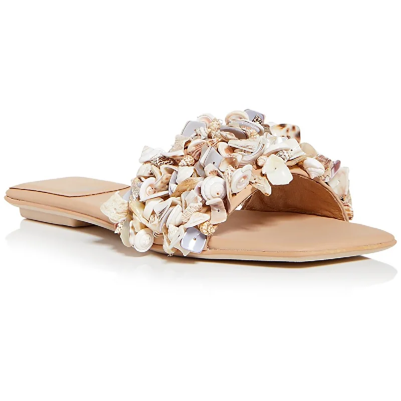 Waterproof sandals for river explorations-Jeffrey Campbell Womens Shellsea Faux Leather Seashells Slide Sandals