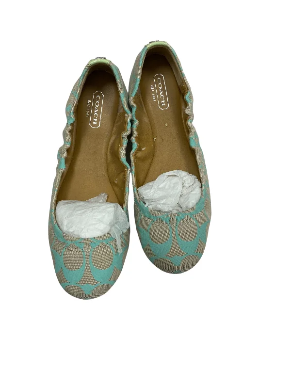 Flats for women with moist feet -Shoes Flats By Coach In Cream & Green, Size: 7