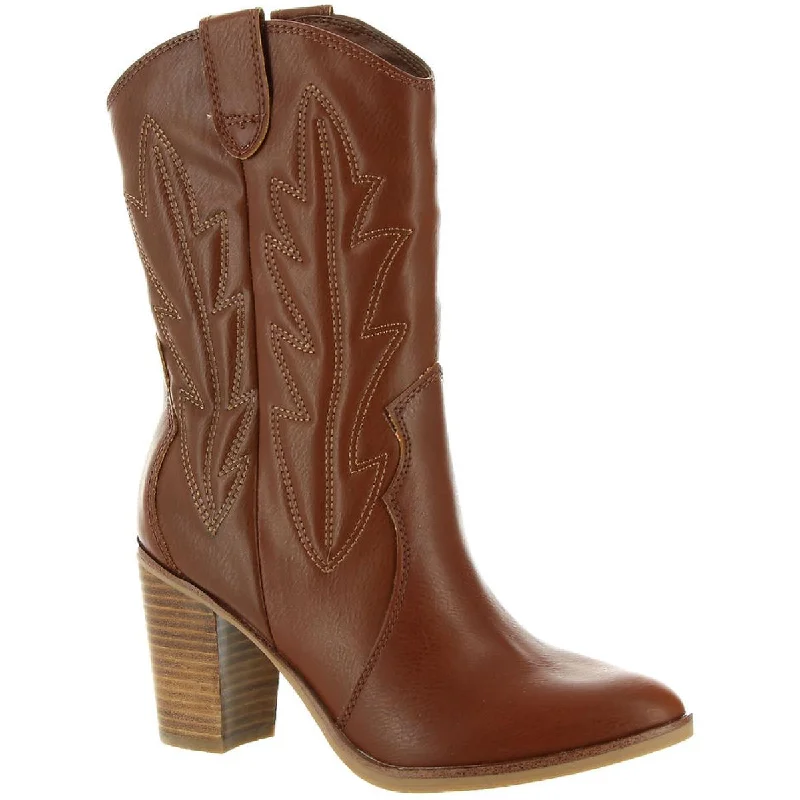 Boots for rainy snow meals -Mia Womens Raylyn Faux Leather Mid-Calf Cowboy, Western Boots