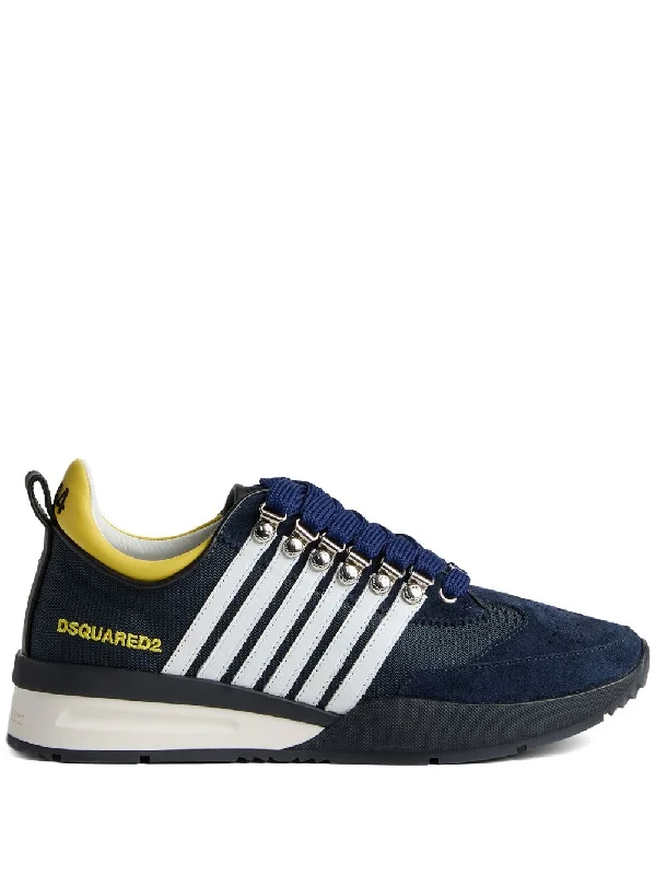 Trendy athletic shoes for active runs-DSQUARED2 Stylish Striped Low-Top Sneakers for Men