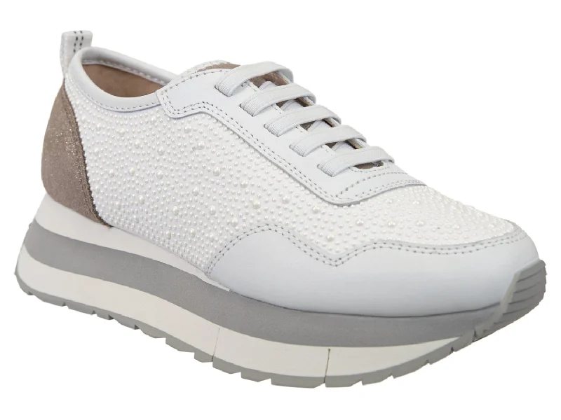 Premium athletic shoes for race runs-Naked Feet: KINETIC in WHITE PEARL Platform Sneakers