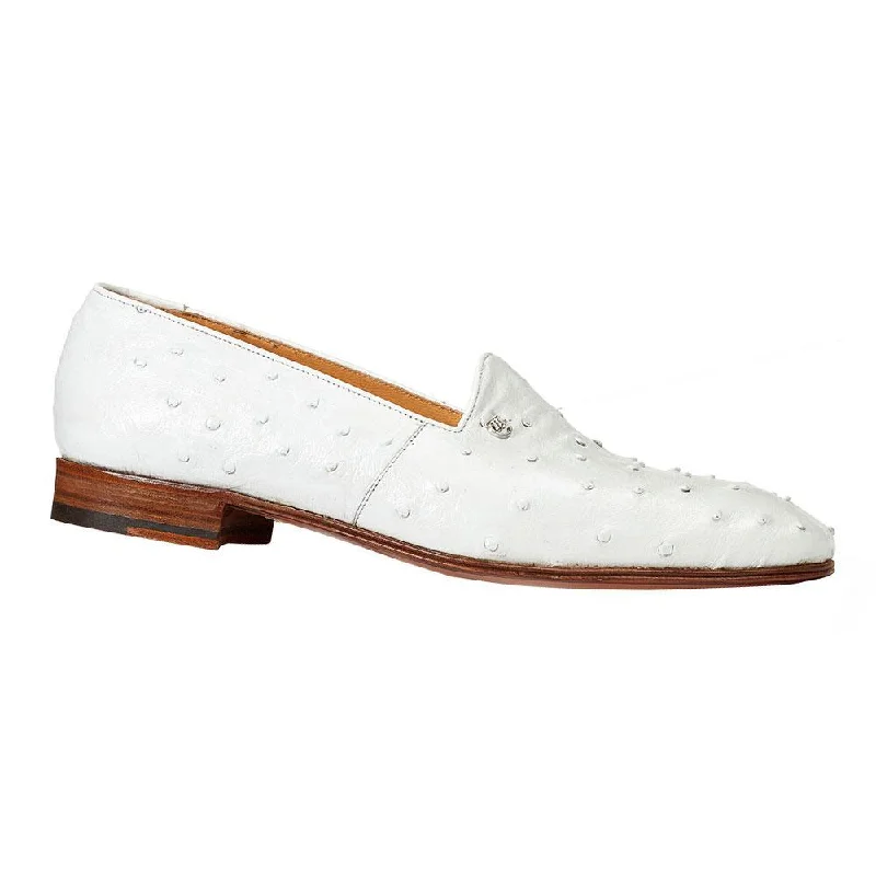 Premium loafers for classy nights-Mauri 4732 Men's Shoes Dress Bianca Ostrich White Loafers (MA3018)