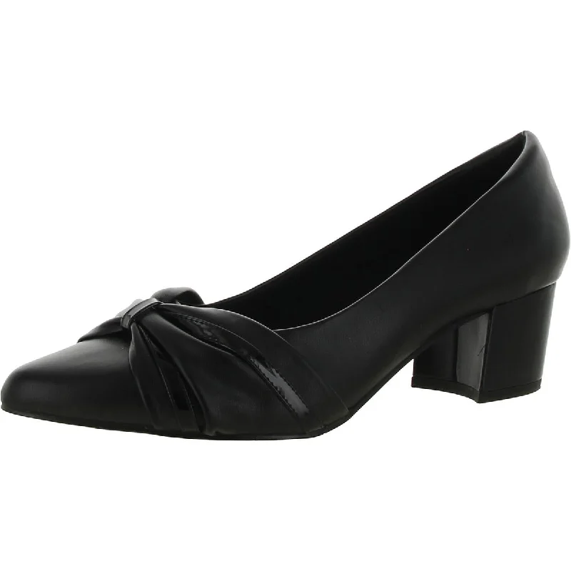 High heels with glossy leather -Easy Street Womens Millie Faux Leather Slip-On Pumps