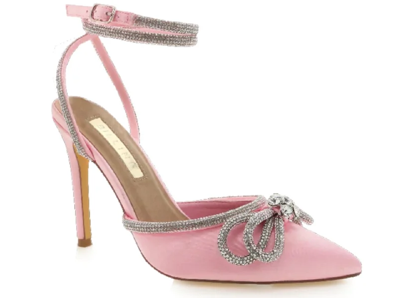 Slip-on high heels for teens -Billini: Elope in Pink Satin