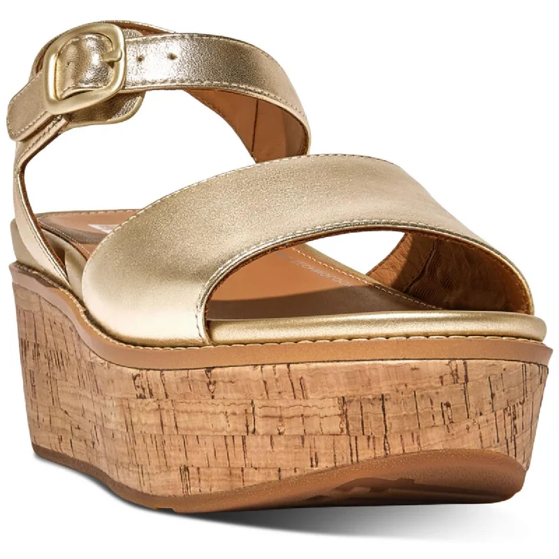 Comfortable sandals for hot seaside strolls-Fitflop Womens Eloise Cork Leather Platform Sandals