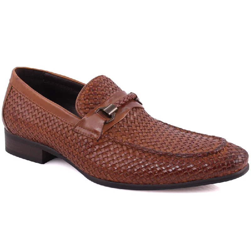 Comfortable loafers for long steps-Mens “FLETCHER” Snake Textured Wing Tip Bit Loafers