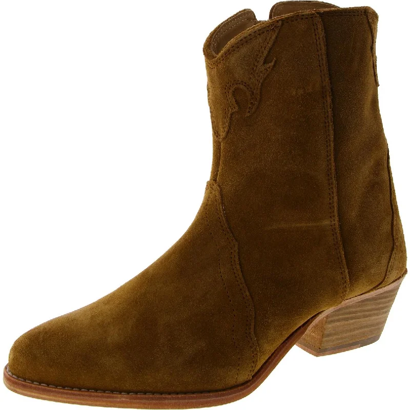 Boots for women with shin strain -Free People Womens Suede Block Heel Cowboy, Western Boots