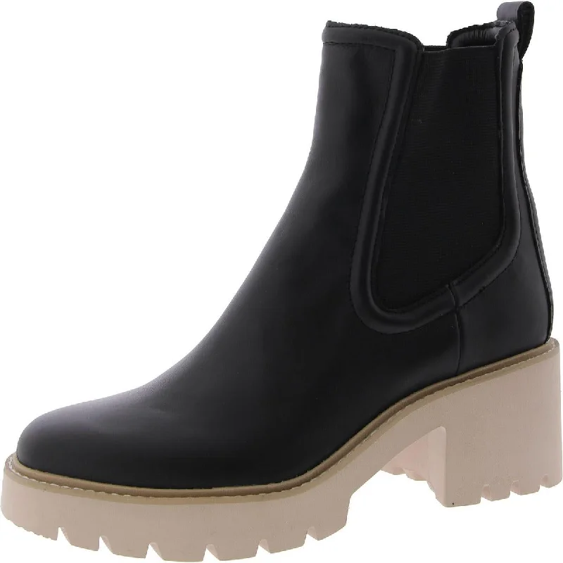 Boots with skid-resistant sole layers -Dolce Vita Womens Leather Lugged Sole Chelsea Boots