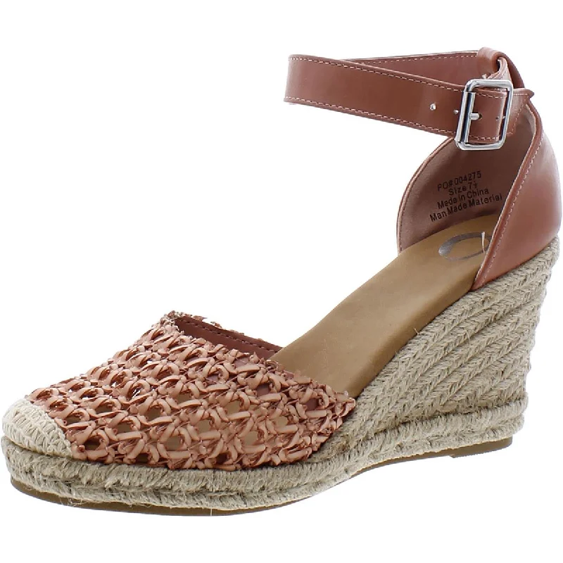 Durable sandals for sandy beach hikes-Journee Collection Womens Woven Round toe Wedge Heels