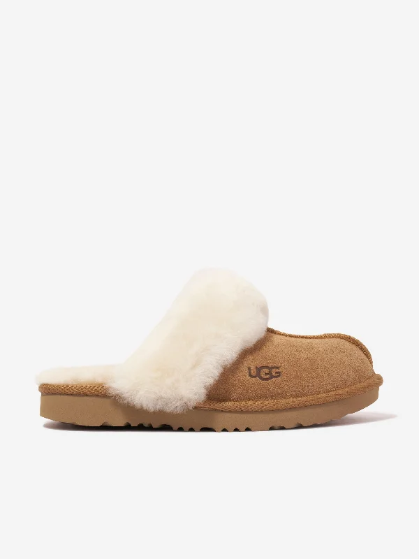 Slippers with rain-safe finish -UGG Girls Cozy II Slippers in Brown