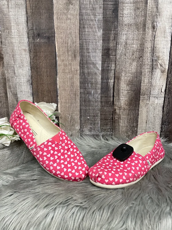 Flats with patterned sole grips -Pink Shoes Flats Toms, Size 7.5