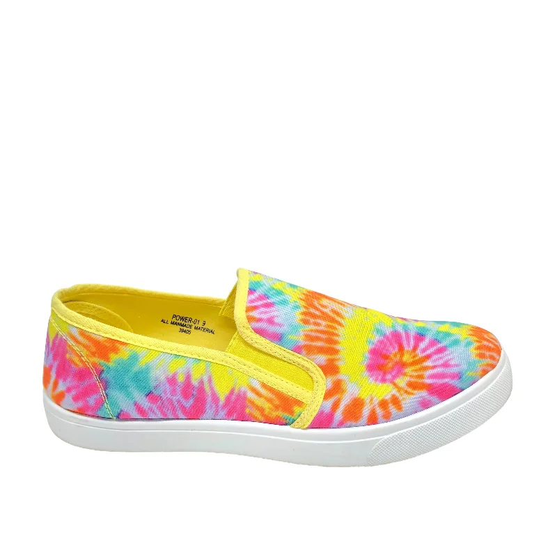 Flats with soft outsole padding -Tie Dye Print Shoes Flats Bamboo, Size 9