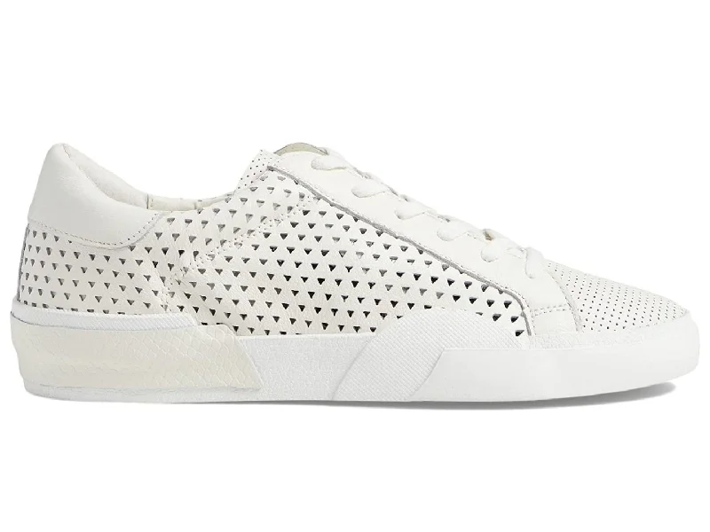 Fashionable athletic shoes for gym style-Zina White Perforated