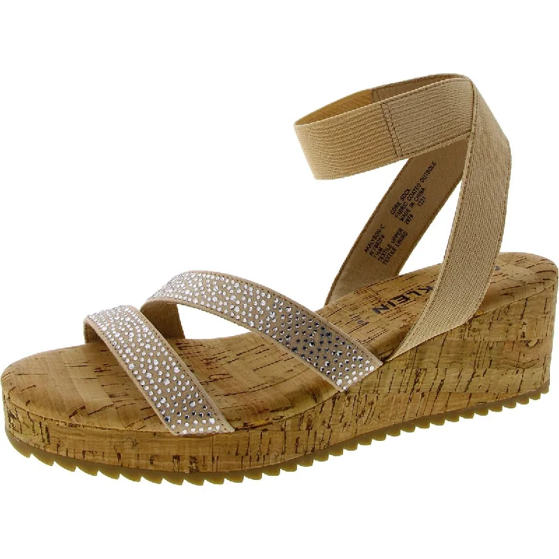 Best sandals for summer explorations-Anne Klein Womens Alyson Faux Suede Rhinestone Wedge Sandals