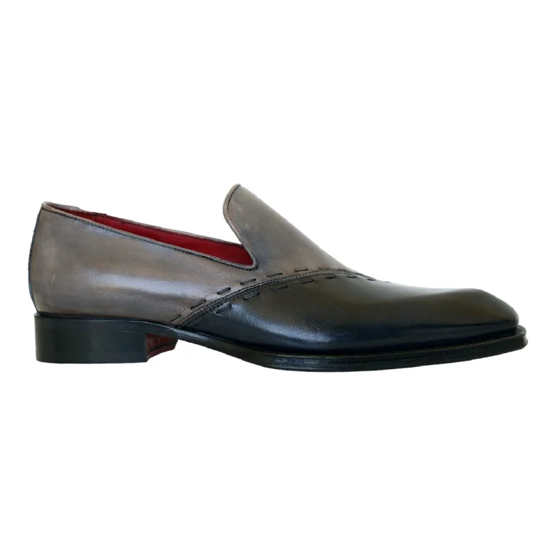 Slip-on loafers for easy style-Emilio Franco Vittorio Men's Shoes Two Tone-Gray Calf-Skin Leather Loafers (EF1242)