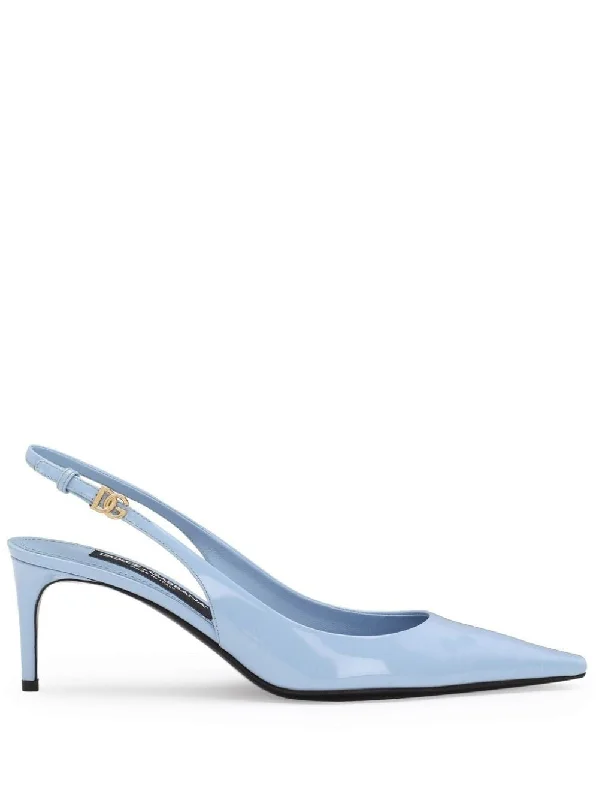 High heels with cozy padding -DOLCE & GABBANA Glossy Leather Slingback Mini Pumps