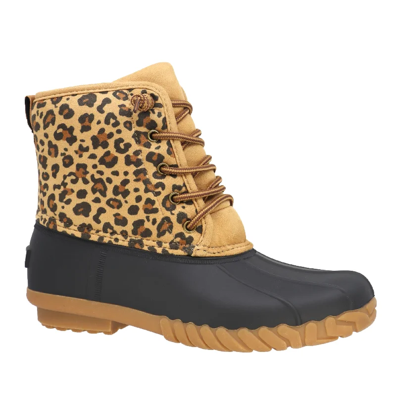 Boots with non-skid footbed bases -LIVELY LEOPARD