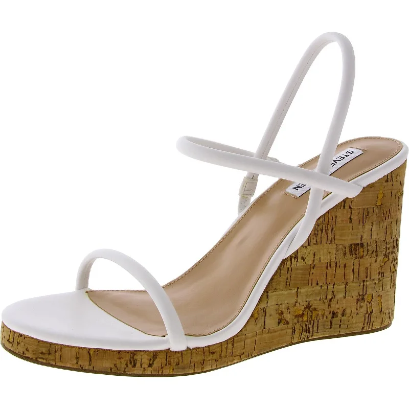 Soft sandals for relaxed coastal strolls-Steve Madden Womens Morgan Faux Leather Slingback Wedge Sandals