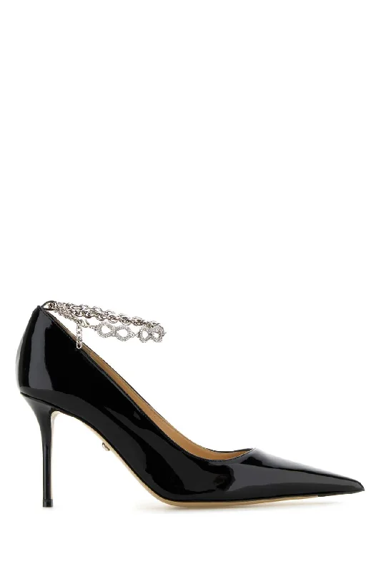 High heels with premium suede -MACH&MACH Elegant Bow Chain Pumps with 8.5 cm Heel Height