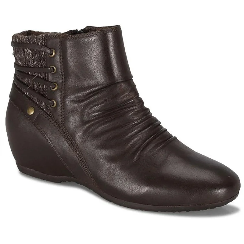 Boots with firm sole cushioning -Baretraps Womens Peanut Faux Leather Comfort Wedge Boots