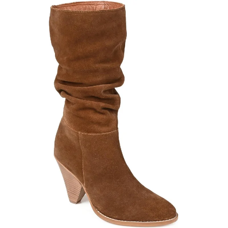 Boots for cozy night outings -Journee Signature Womens Syrinn Suede Almond Toe Mid-Calf Boots