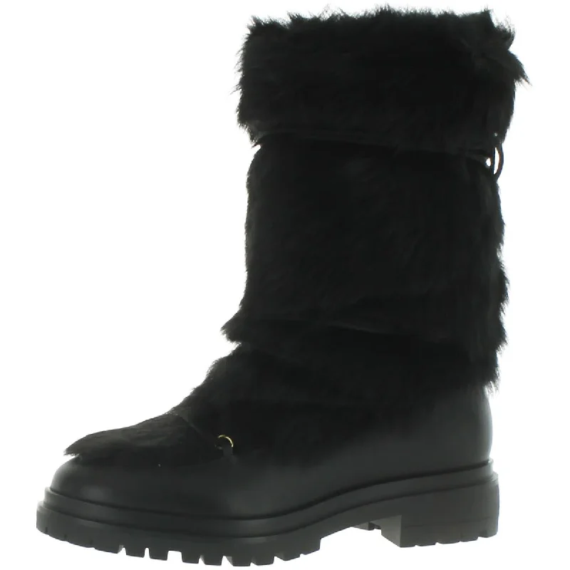 Boots with advanced grip soles -Lauren Ralph Lauren Womens Celia Leather Warm Mid-Calf Boots