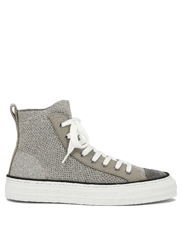 Cushioned athletic shoes for ankle runs-BRUNELLO CUCINELLI Knit Sneaker for Women - SS24 Collection