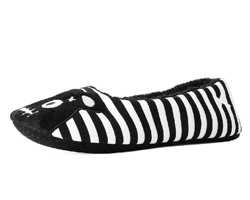 Timeless slippers with subtle logo -Black & White Striped Punk Panda Slipper