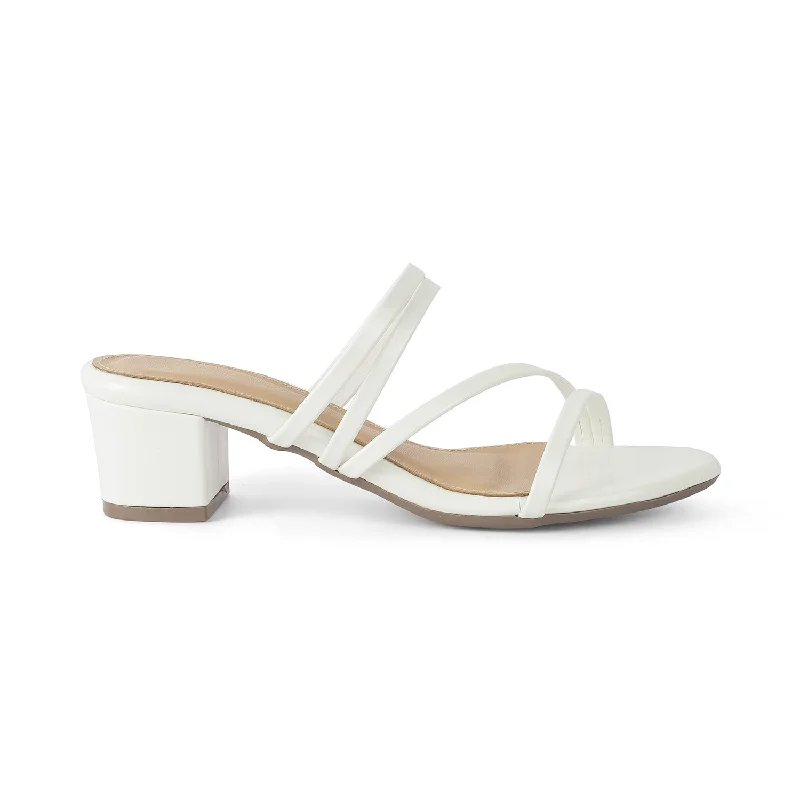 Soft sandals for easy summer days-Tresmode Teuice White Women's Dress Block Heel Sandals