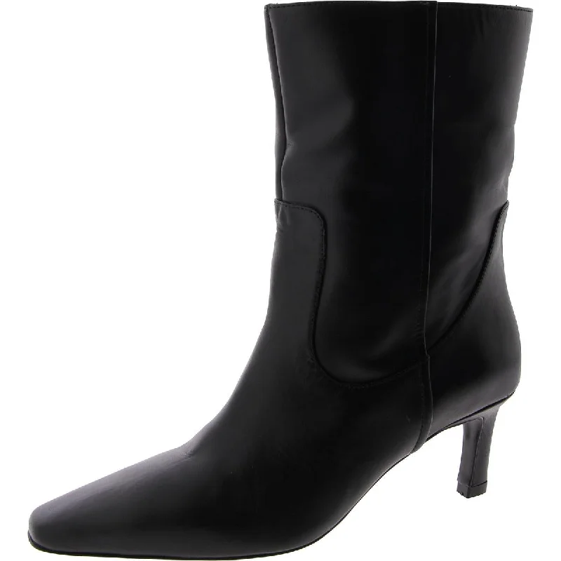 Boots with drizzly snow strolls -MNG Womens Leather Kitten Heel Mid-Calf Boots