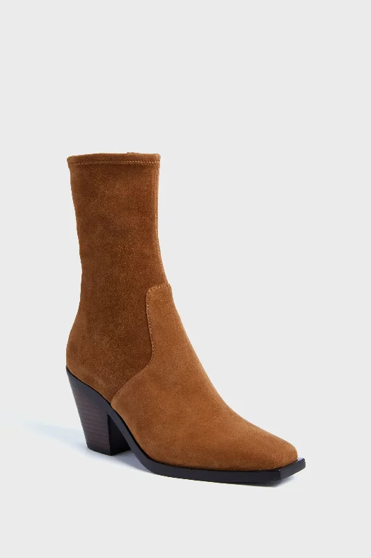 Boots for rainy frost dinners -Cacao Stretch Suede Reese Boots