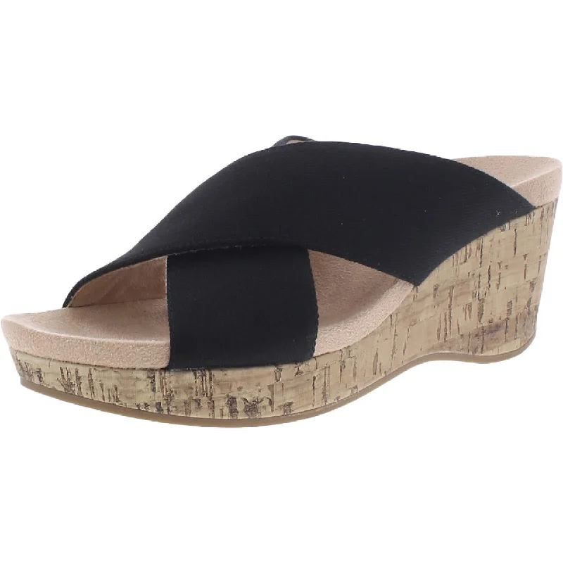 Lightweight sandals for sunny beach trails-LifeStride Womens Donna Canvas Slip On Wedge Sandals