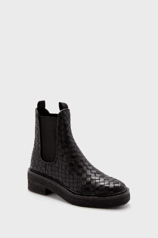 Boots for indoor winter vibes -Black Woven Raquel Boots