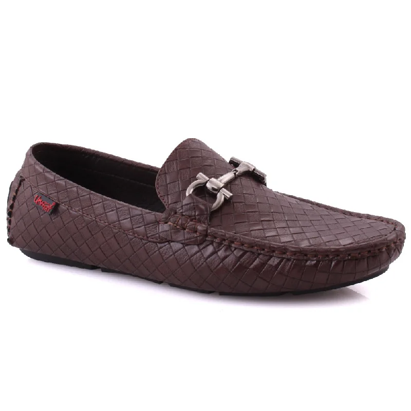 Stylish loafers for evening trips-Men's “NEIL” Metallic Buckle Accented Casual Dinner Penny Loafers