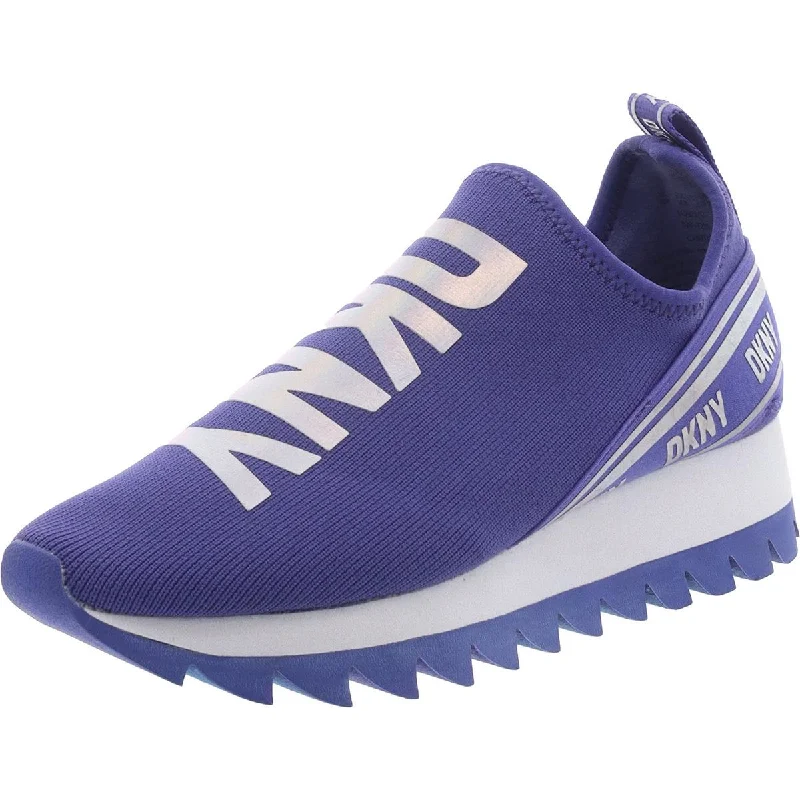 Durable athletic shoes for tough runs-DKNY Womens ABBI Knit Logo Slip-On Sneakers